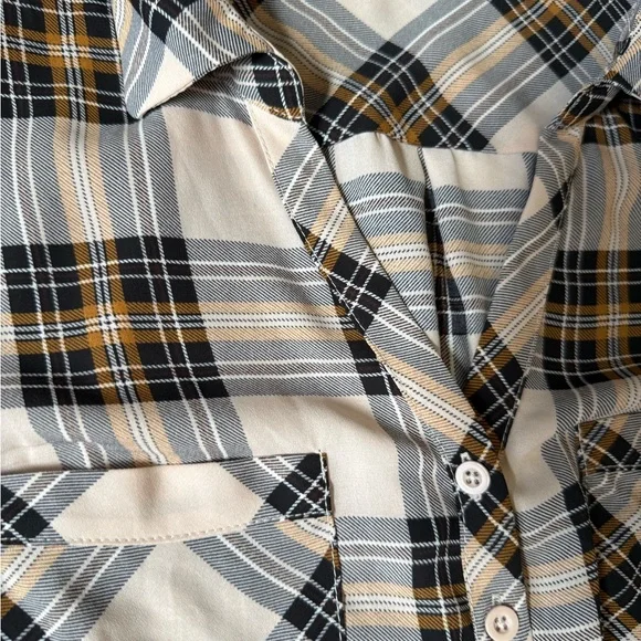 Torrid Size 1 X Madison Georgette Plaid Brown Button-Up Sleeveless Shirt - Picture 6 of 7